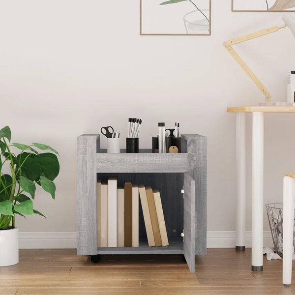 vidaXL Desk Trolley Grey Sonoma 60x45x60 cm Engineered Wood