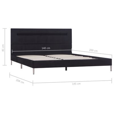 vidaXL Bed Frame with LED Black Fabric 135x190 cm Double
