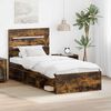 vidaXL Bed Frame with Headboard Smoked Oak 75 x 190 cm Solid Pine Wood