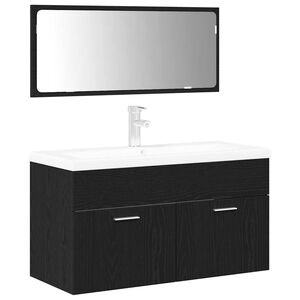 vidaXL Bathroom Furniture Set 3 pcs Black Oak Engineered Wood