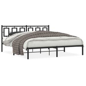 vidaXL Metal Bed Frame without Mattress with Headboard Black 183x213cm