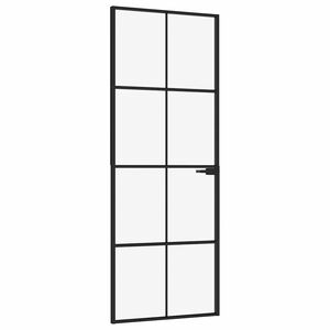vidaXL Interior Door Black 76x201.5 cm Tempered Glass&Aluminium