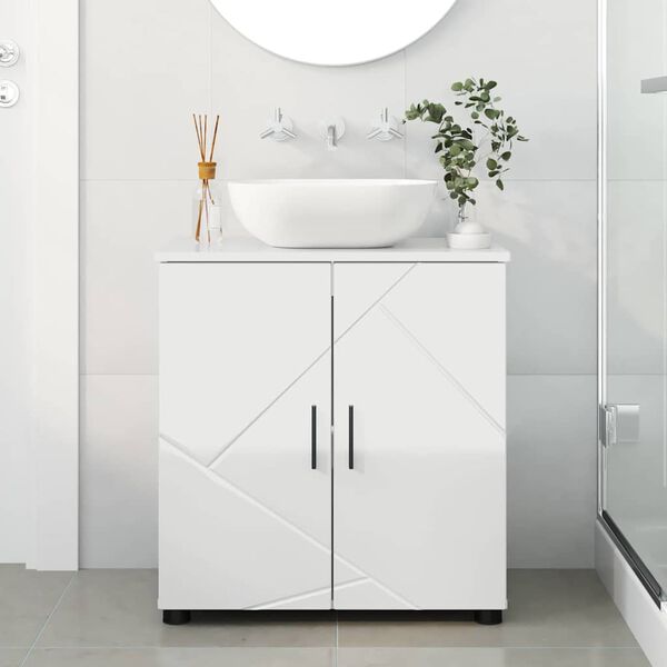 vidaXL Bathroom Cabinet with Storage High Gloss White 61 x 35 x 64 cm