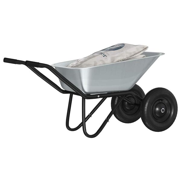 vidaXL Wheelbarrow Silver and Black 137 x 60 x 65.5 cm Steel