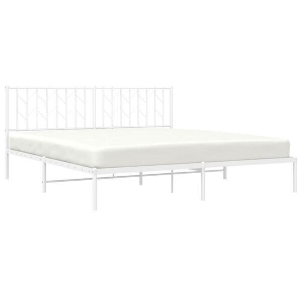 vidaXL Metal Bed Frame without Mattress with Headboard White 180x200cm