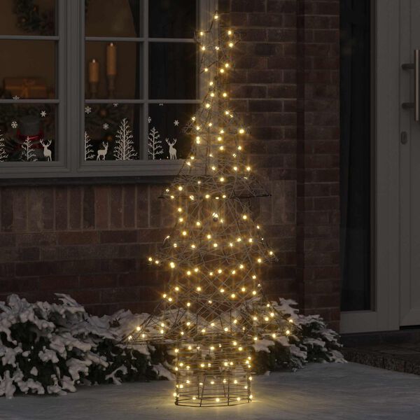 vidaXL Christmas Tree with 160 LEDs Warm white 150 cm Rattan