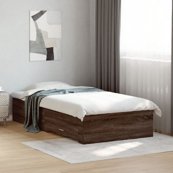 vidaXL Bed Frame with Drawers without Mattress Brown Oak 90x200 cm