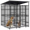 vidaXL Outdoor Dog Kennel with Roof Steel 3.69 m&sup2;
