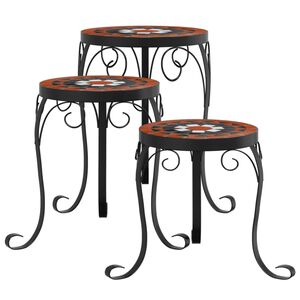 vidaXL Plant Stands 3 pcs Terracotta and White Ceramic