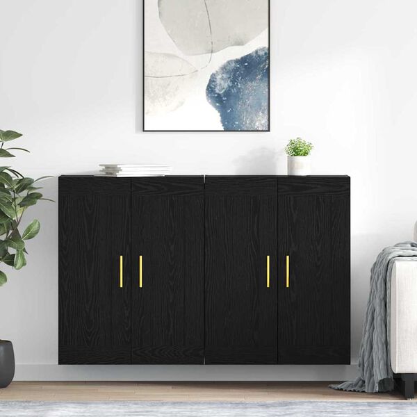 vidaXL Wall-mounted Cabinet 2 pcs Black Oak 69.5 x 34 x 90 cm