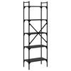 vidaXL Bookcase 5-Tier Black 56x31.5x174 cm Engineered Wood