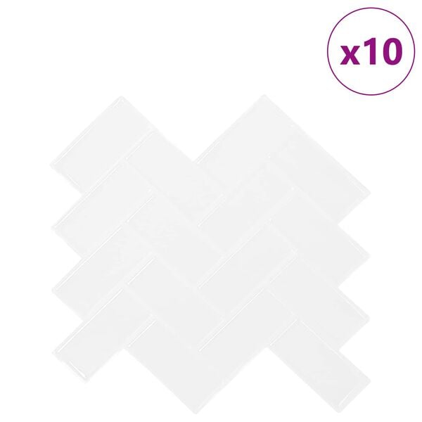 vidaXL Herringbone Tile 10 pcs White 30 x 30 cm Polyurethane and PET