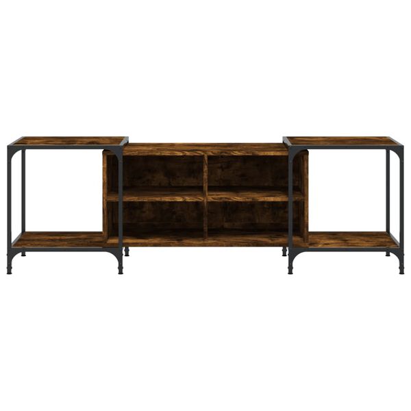 vidaXL TV Cabinet Smoked Oak 153x37x50 cm Engineered Wood