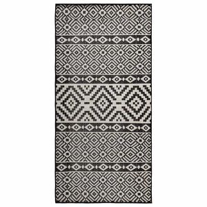 vidaXL Outdoor Flatweave Rug 80x150 cm Black Stripes