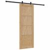 vidaXL Sliding Door Natural and Black 73.5 x 198.5 cm Solid Pine Wood