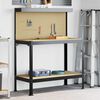 vidaXL Work Benches with Shelf Black 114 x 54 x 145 cm Engineered Wood
