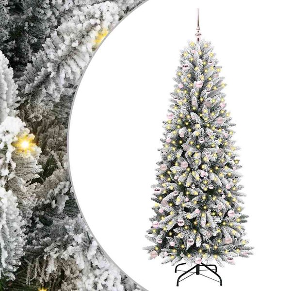 vidaXL Artificial Christmas Tree with 300 LEDs with Stand White 240 cm