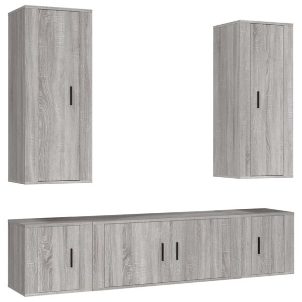 vidaXL 5 Piece TV Cabinet Set Grey Sonoma Engineered Wood