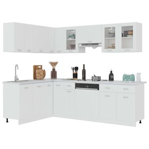 vidaXL 11 Piece Kitchen Cabinet Set Lyon" White Engineered Wood