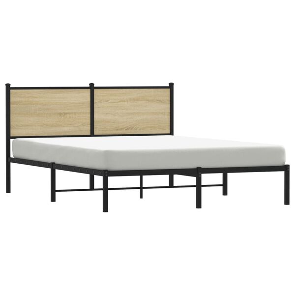 vidaXL Metal Bed Frame without Mattress Sonoma Oak 150x200 cm King Size