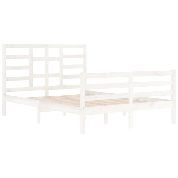 vidaXL Bed Frame without Mattress White Solid Wood 140x200 cm