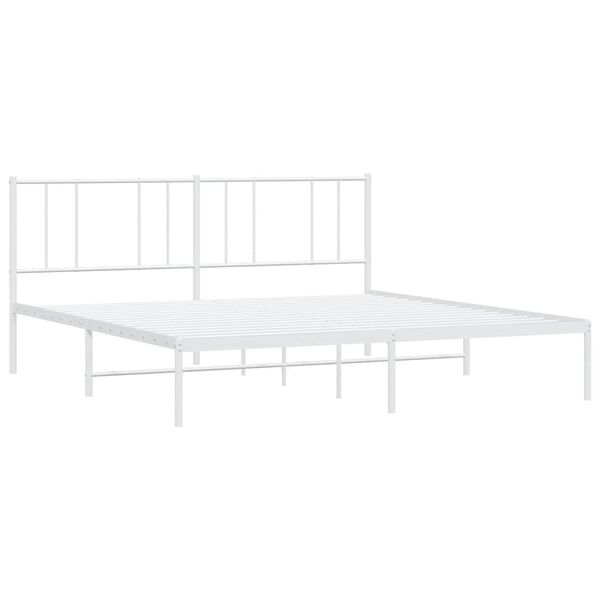 vidaXL Metal Bed Frame without Mattress with Headboard White 193x203cm