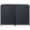 vidaXL Double Wheelie Bin Shed Poly Rattan Black 148x80x111 cm