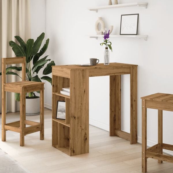vidaXL Bar Table with Racks Artisan Oak 102x50x103.5 cm Engineered Wood