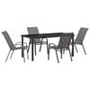 vidaXL Garden Dining Set 5 pcs Grey and Black Powder-coated Steel