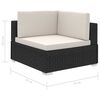 vidaXL 8 Piece Garden Lounge Set with Cushions Poly Rattan Black