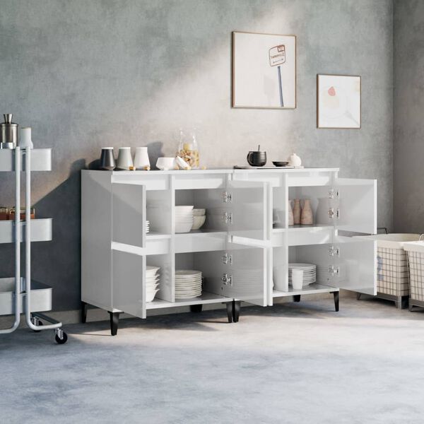 vidaXL Sideboards 2 pcs High Gloss White 60x35x70 cm Engineered Wood