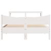 vidaXL Bed Frame with Headboard White 135x190 cm Double Solid Wood Pine