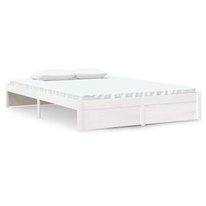 vidaXL Bed Frame without Mattress White Solid Wood 140x190 cm