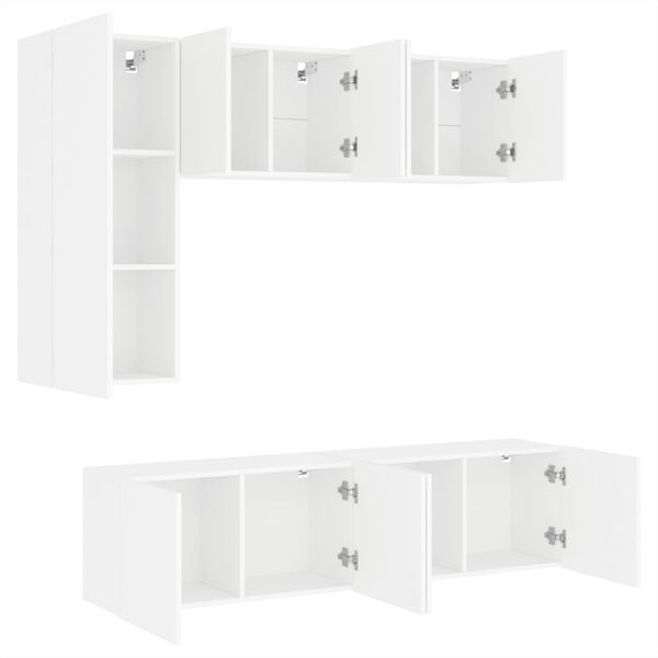 vidaXL 5 Piece TV Wall Units White Engineered Wood