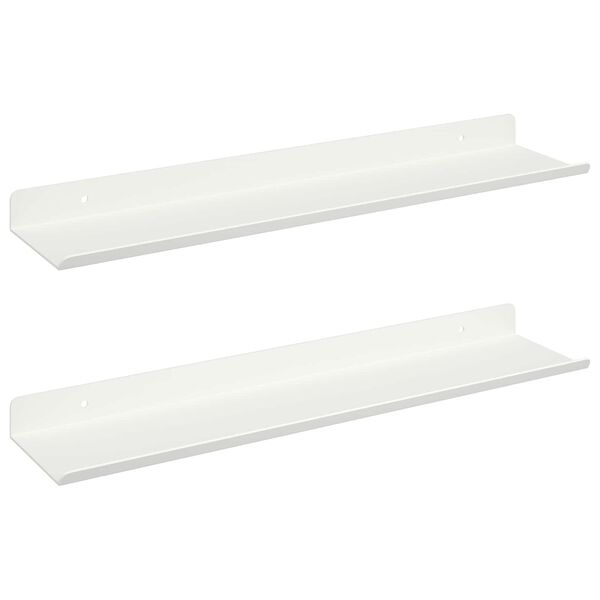 vidaXL Floating Shelf Wall-mounted 2 pcs White 100 x 9 x 2.5 cm Steel