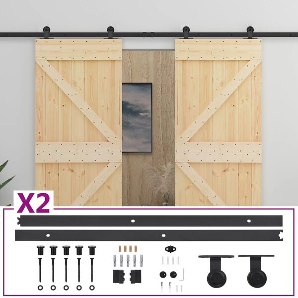 vidaXL Sliding Door with Hardware Set 100x210 cm Solid Pine Wood