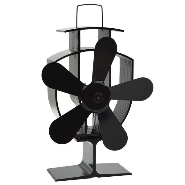 vidaXL Heat Powered Stove Fan 5 Blades Black