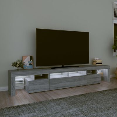 vidaXL TV Cabinet with LED Lights Grey Sonoma 230x36.5x40 cm