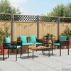 vidaXL Outdoor Furniture Set 4 pcs Black and Turquoise PE Rattan
