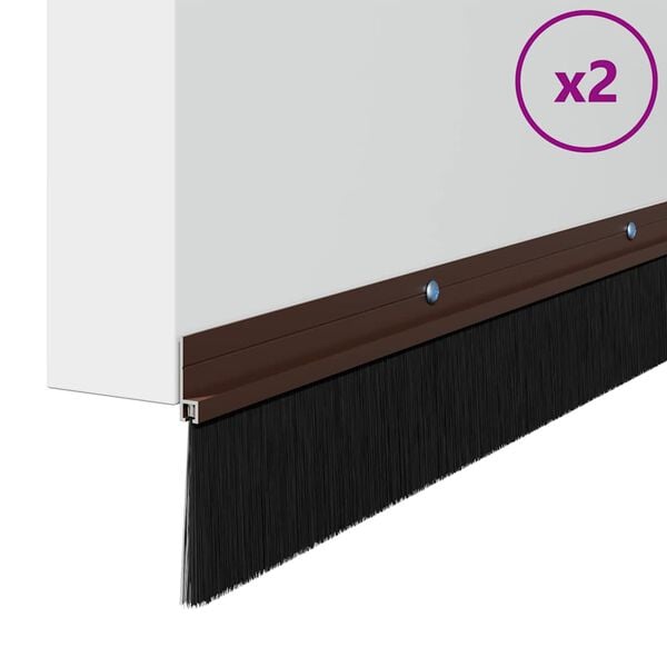 vidaXL Screw-on Door Brush Seals 2 pcs Brown 100 cm Aluminium Alloy