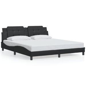 vidaXL Bed Frame without Mattress "Zadar" Black 180x200 cm Super King Faux Leather