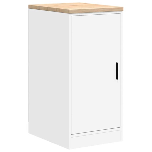 vidaXL Garage Storage Cabinet White 40x51x85 cm Solid Wood Pine