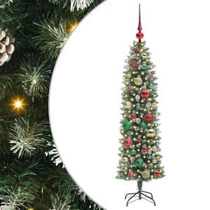 vidaXL Artificial Slim Christmas Tree Green and White 120 cm