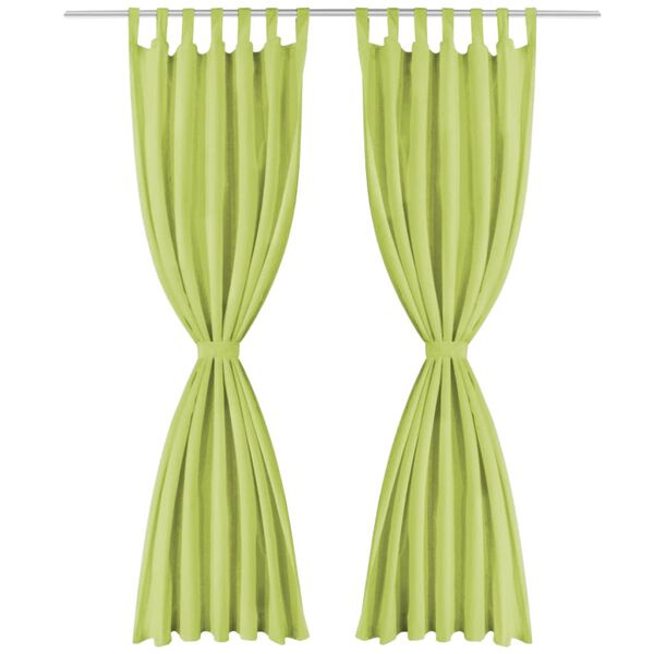 vidaXL Micro-Satin Curtains 2 pcs with Loops 140x245 cm Green