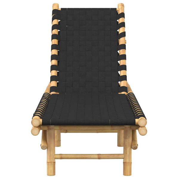 vidaXL Sun Lounger with Black Woven Webbing 55x200x30 cm Bamboo