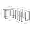 vidaXL Dog Kennel Black 4.84 m² Steel