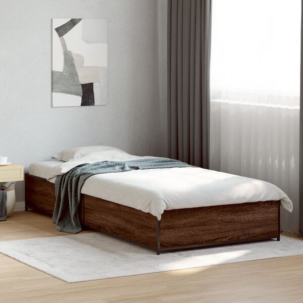 vidaXL Bed Frame without Mattress Brown Oak 75x190 cm Small Single