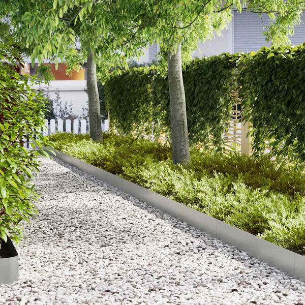 vidaXL Lawn Edging 30 pcs Silver 100 x 0.05 x 20 cm Galvanised Steel