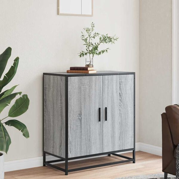 vidaXL Sideboard Grey Sonoma 68x35x76 cm Engineered Wood and Metal
