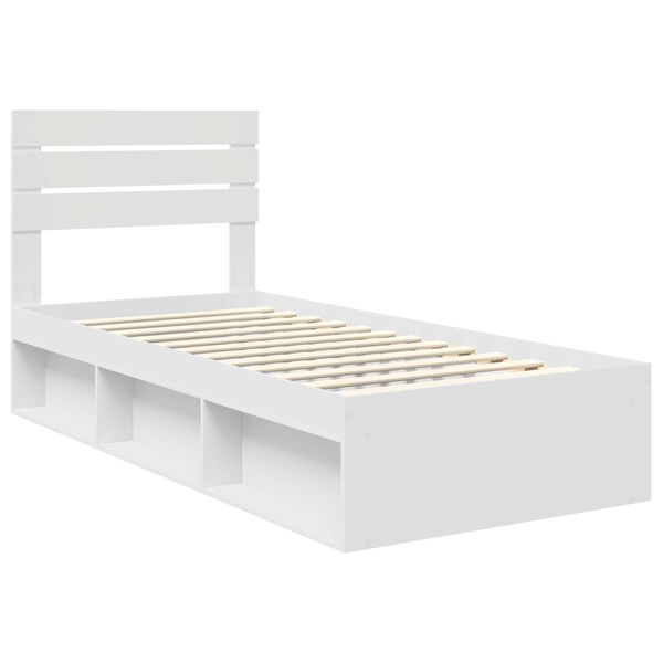 vidaXL Bed Frame with Headboard White 75 x 190 cm Solid Pine Wood